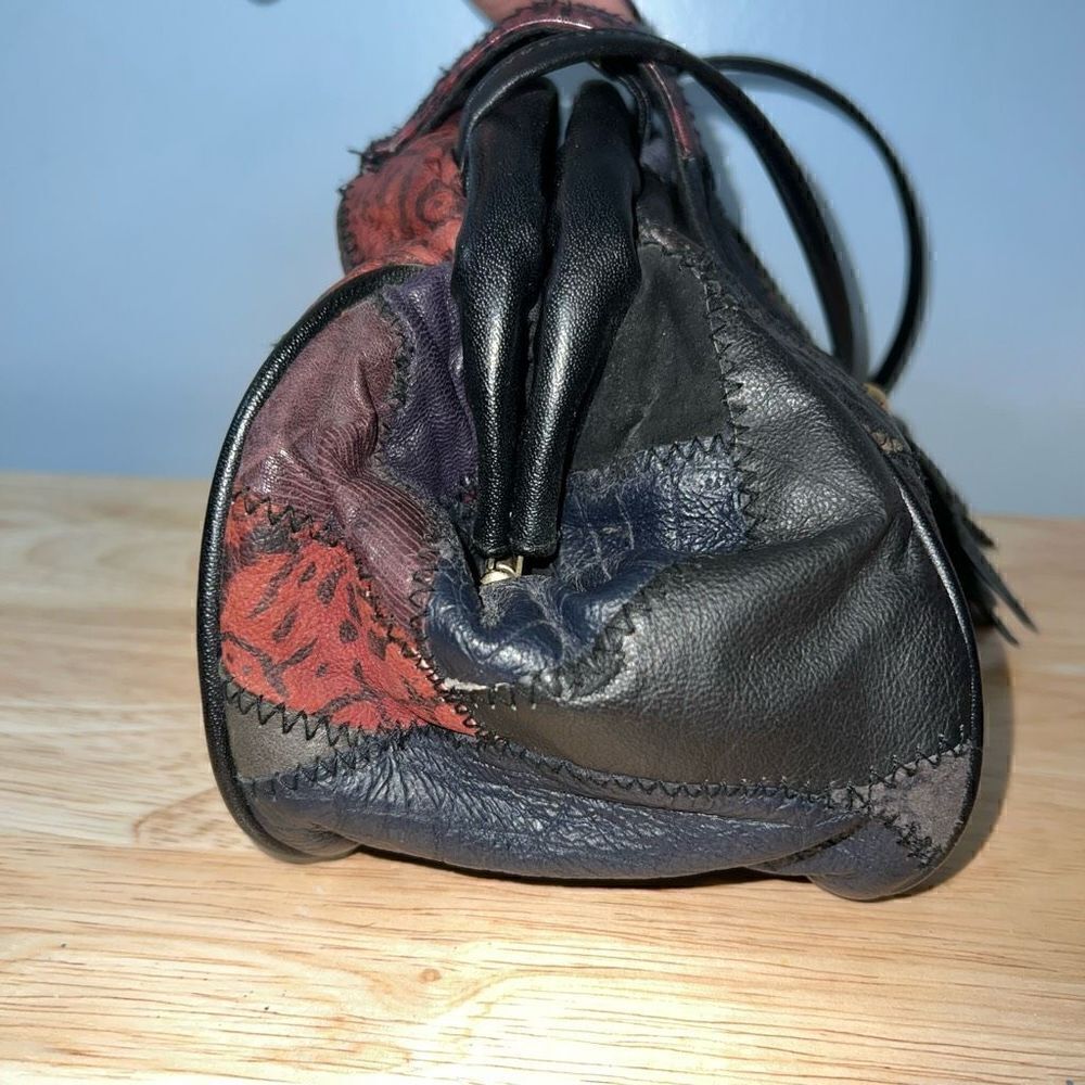 Vintage Patchwork Crossbody Purse Solids & Pattern Pieces Snap With Flap Closure - Picture 11 of 11